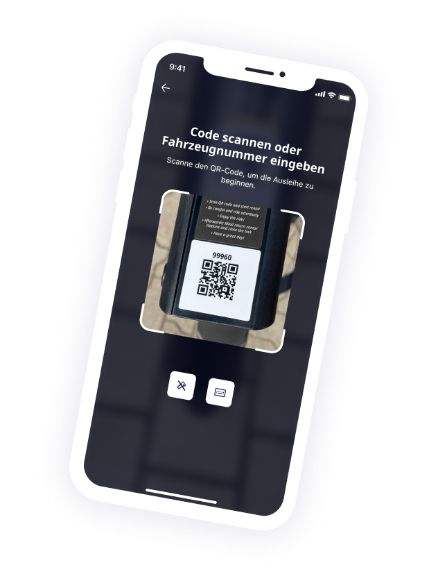nextbike-App-Screenshot zeigt den QR-Code-Scan-Vorgang