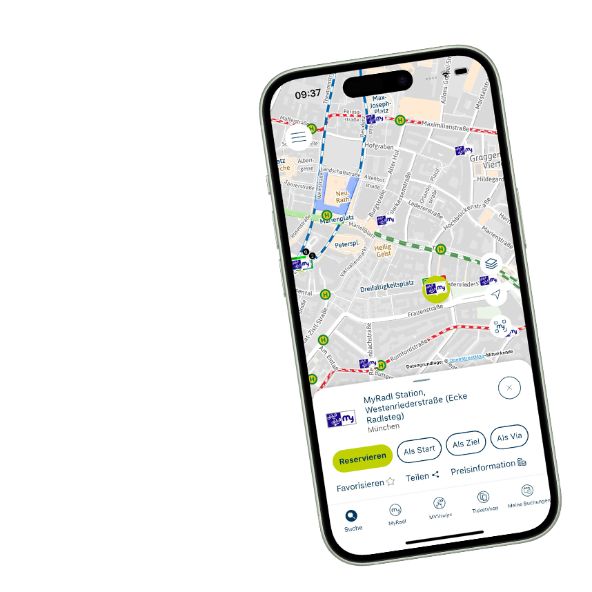 MVV App Phone Mockup - Map - Active Ride